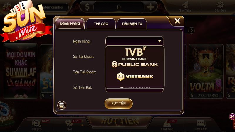 Chi tiết 3 hình thức rút tiền Sunwin phổ biến nhất